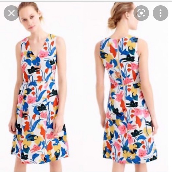 J. Crew Morning Floral Linen Dress - Picture 1 of 3